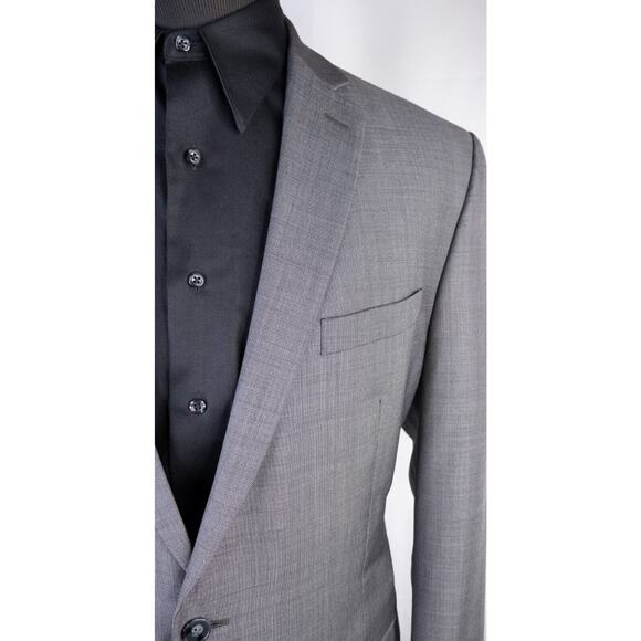 Calvin Klein SLIM Fit 42L Gray Sport Coat Suit Blazer Jacket Solid Sz Two Button - Picture 5 of 14